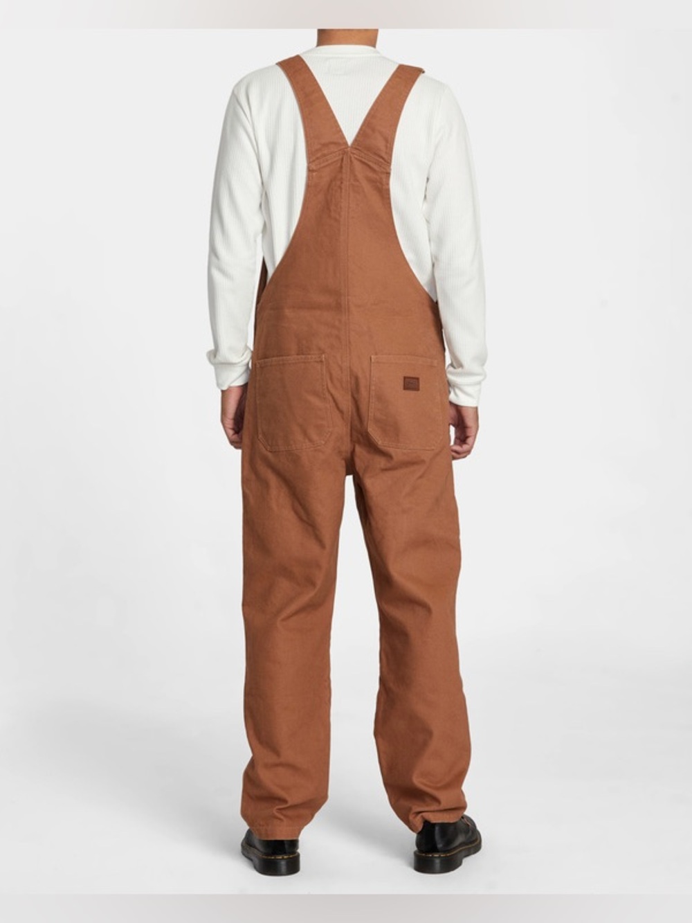 RVCA Men's Grounded Canvas Workwear Overalls Brown Medium Utility Straight Leg - Picture 2 of 16